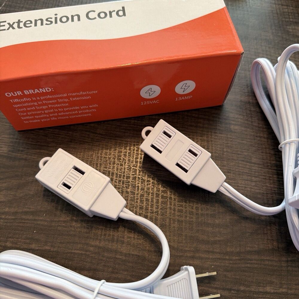 Indoor Extension Cord, 2 Prong 6Feet, 3 Polarized Outlets. Brand New. Ship Fast!